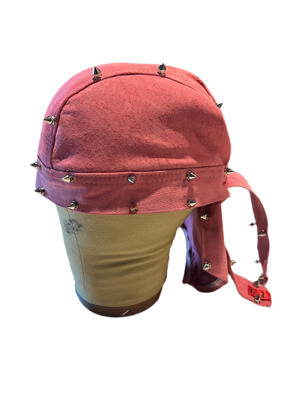 Spike Out Pink Suede Moto Cap