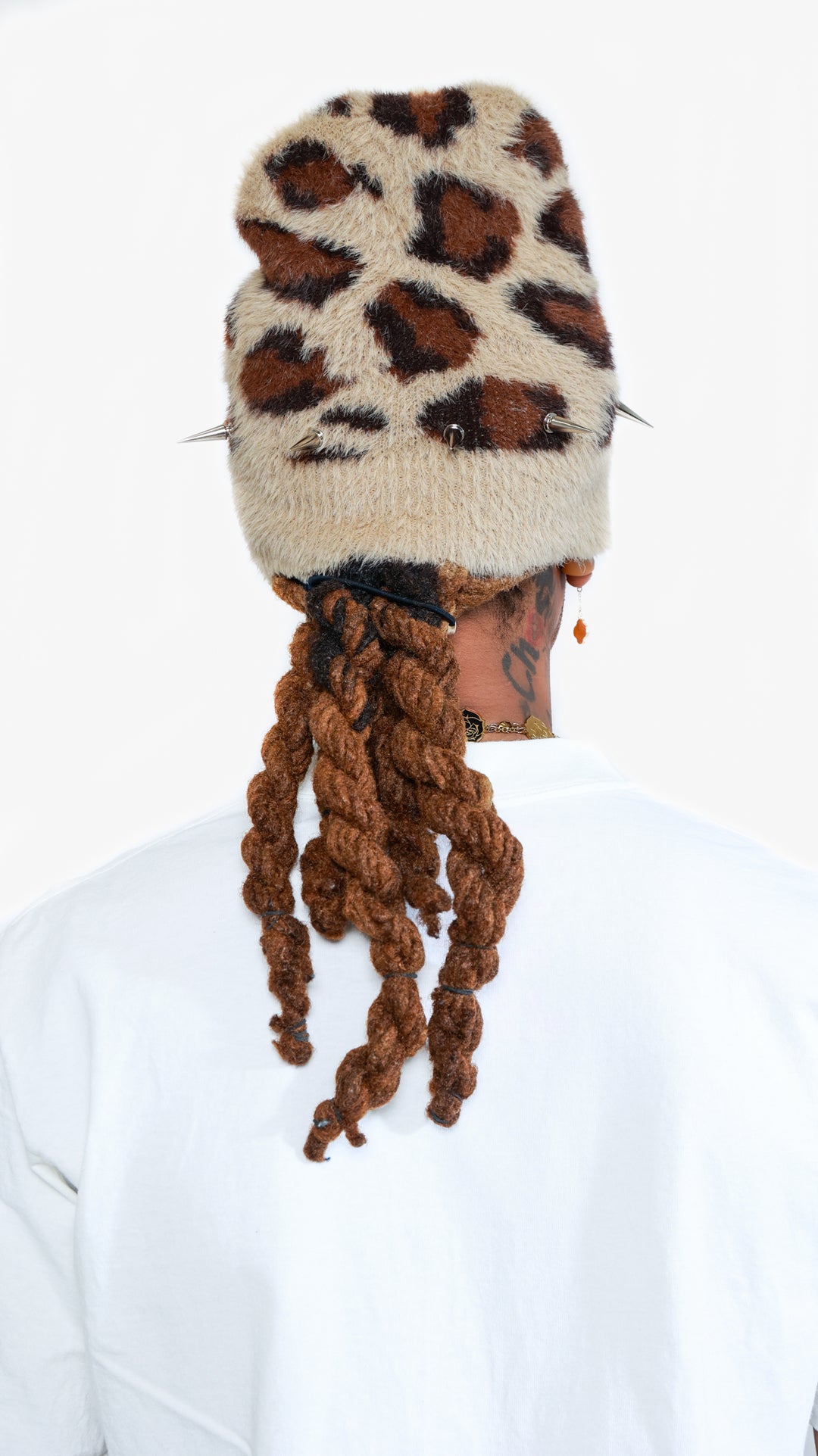 Cheetah Print Mohair Spiked Beanie