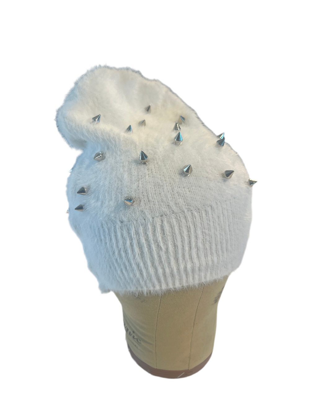 Spiked Out Mohair Beanie (white)