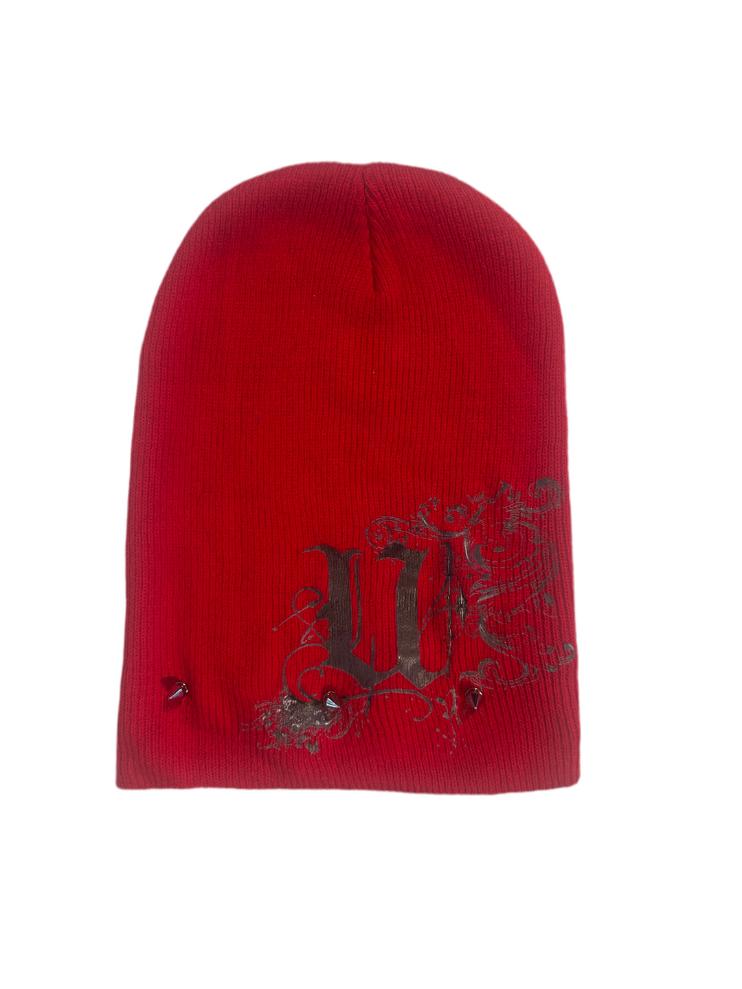 Spiked “U” Beanie (red)