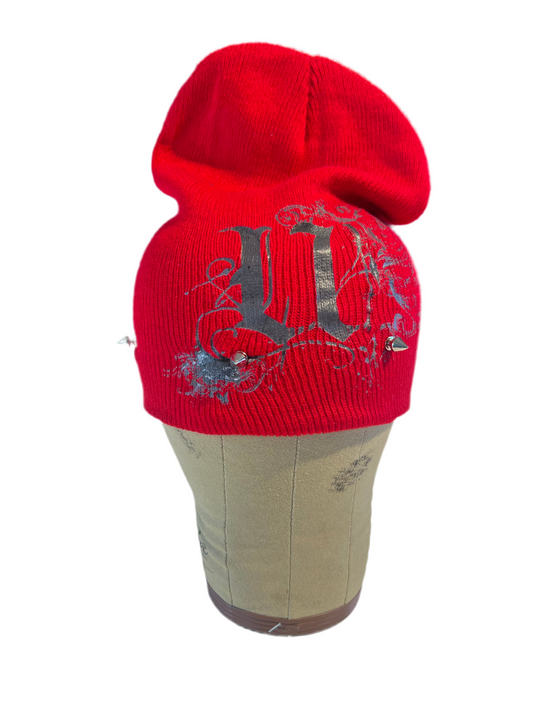 Spiked “U” Beanie (red)