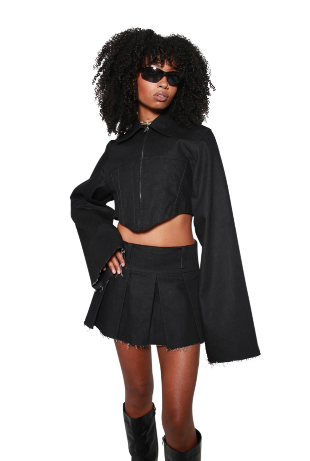 Black Pleated Mini Skirt