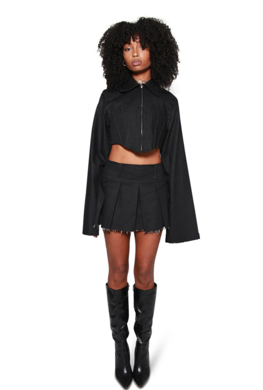 Black Pleated Mini Skirt