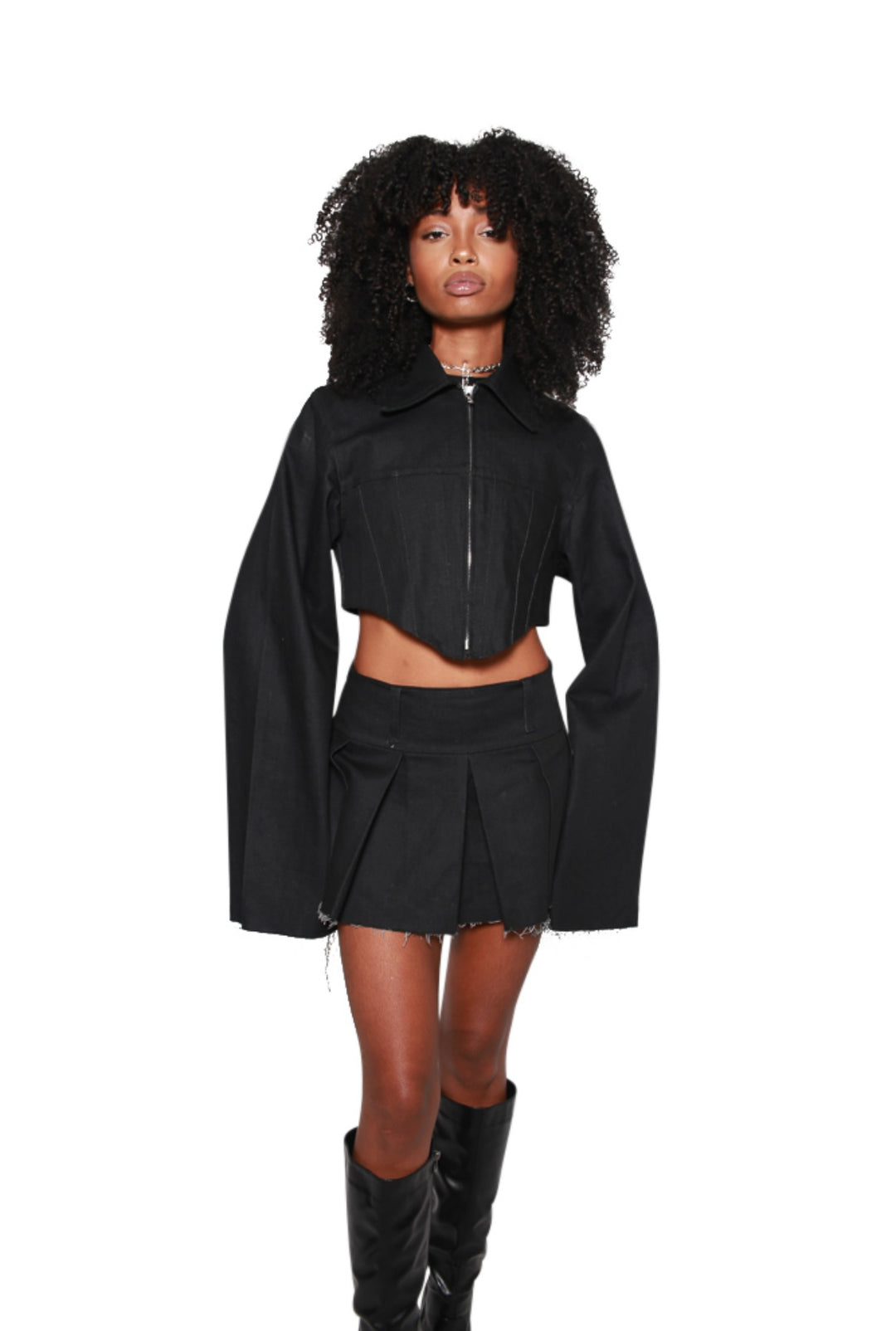 Black Pleated Mini Skirt